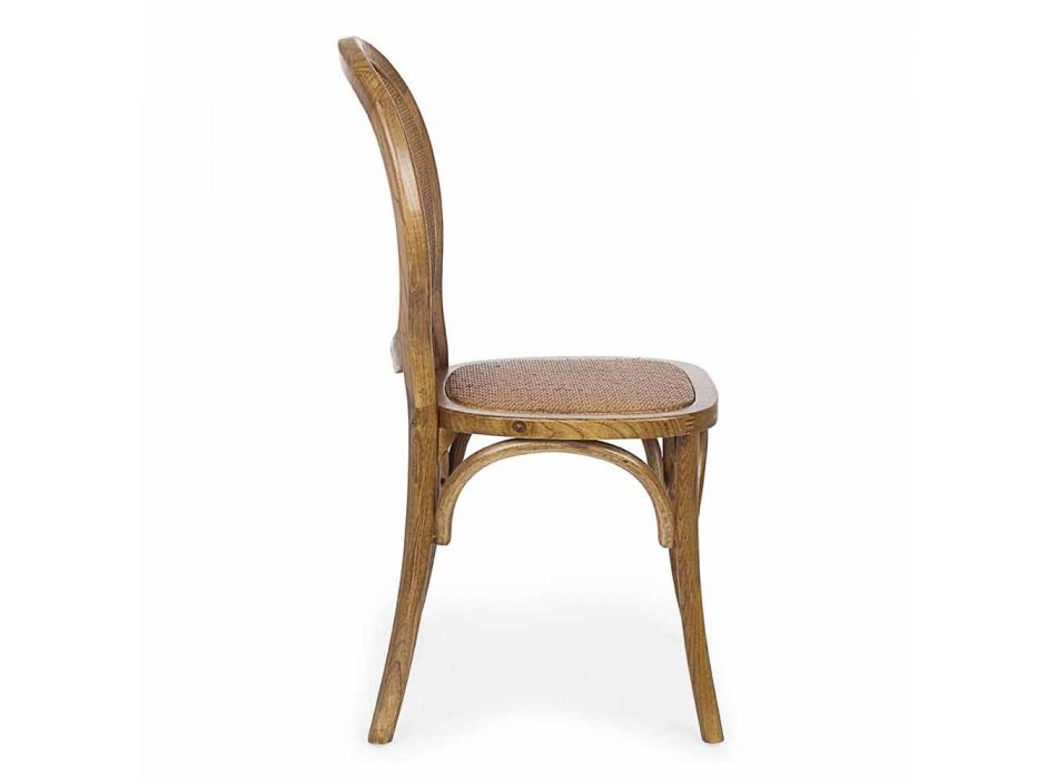 Chaise design classique en rotin et bois d'orme Homemotion - Alfreda Viadurini