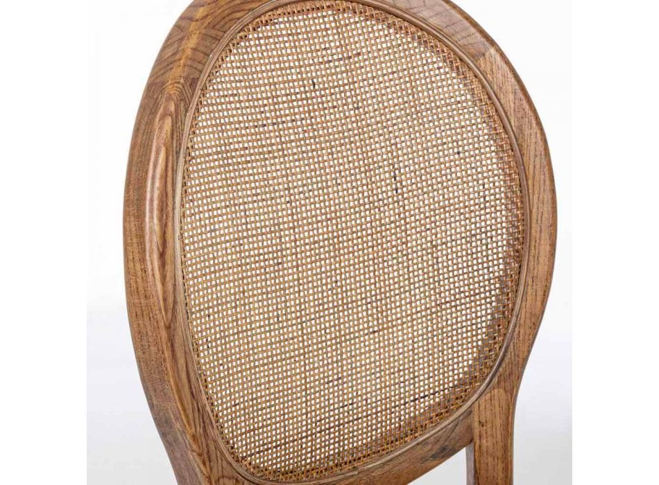 Chaise design classique en rotin et bois d'orme Homemotion - Alfreda Viadurini