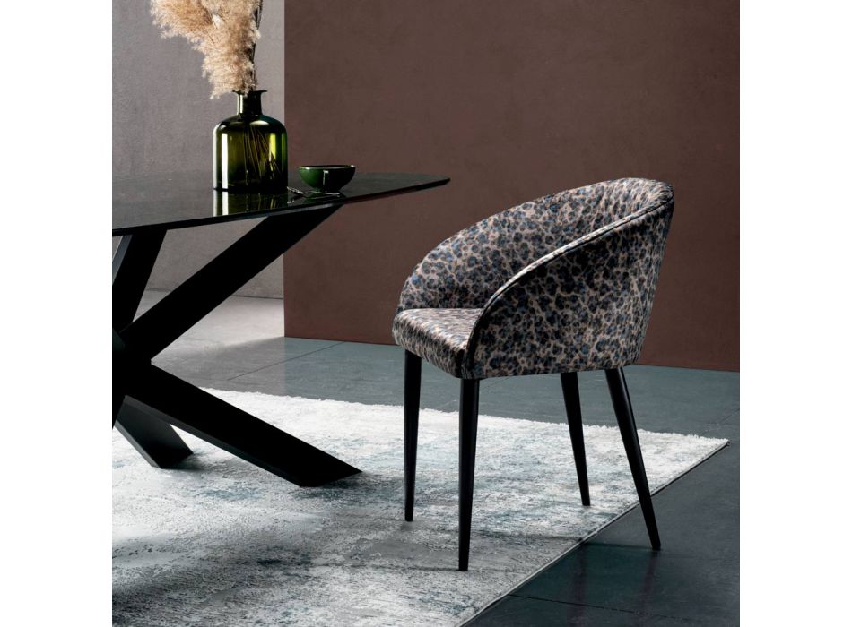 Chaise en tissu avec structure en acier fabriquée en Italie 4 pièces - Tagata Viadurini