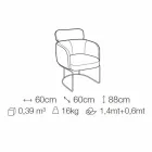 Chaise en tissu avec structure en métal noir de luxe Made in Italy - Cacao Viadurini