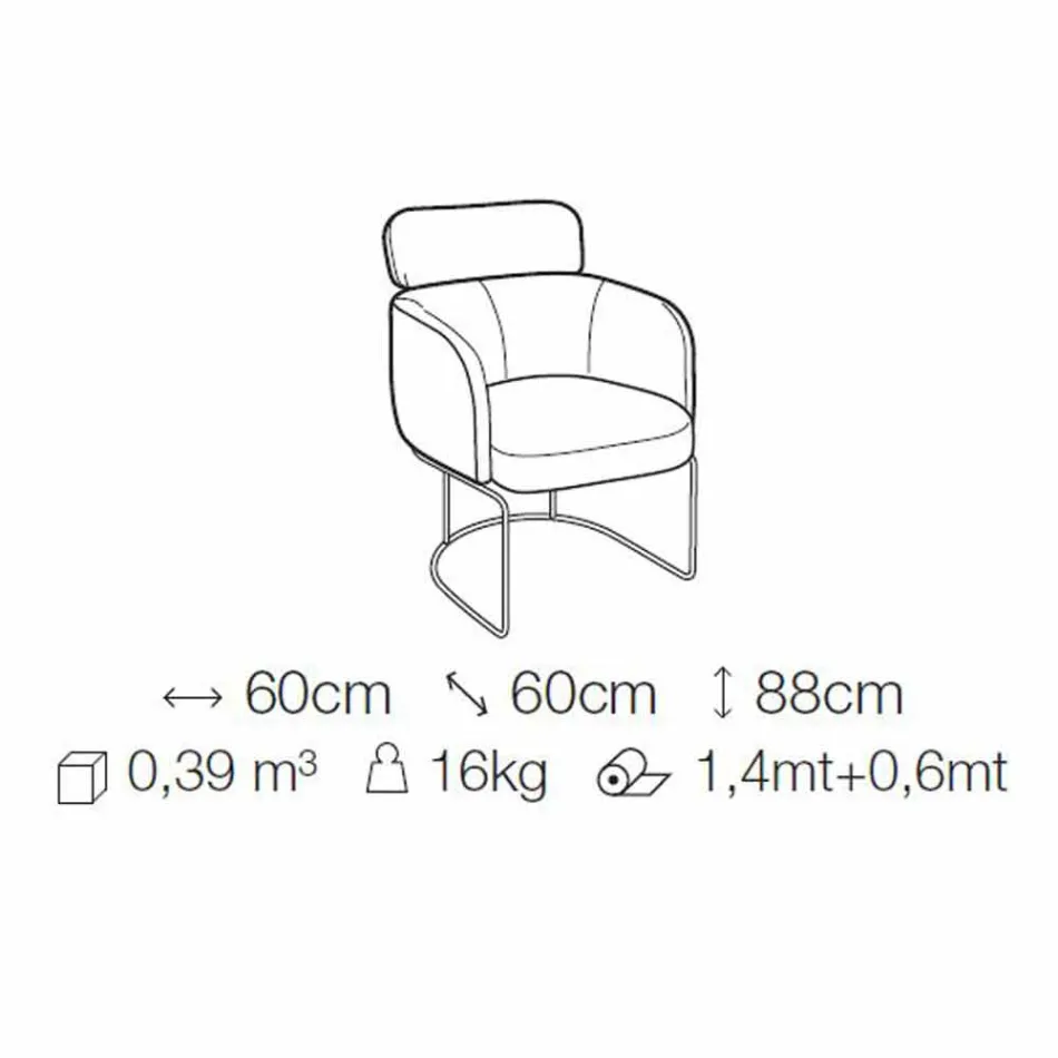 Chaise en tissu avec structure en métal noir de luxe Made in Italy - Cacao Viadurini