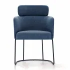 Chaise en tissu avec structure en métal noir de luxe Made in Italy - Cacao Viadurini