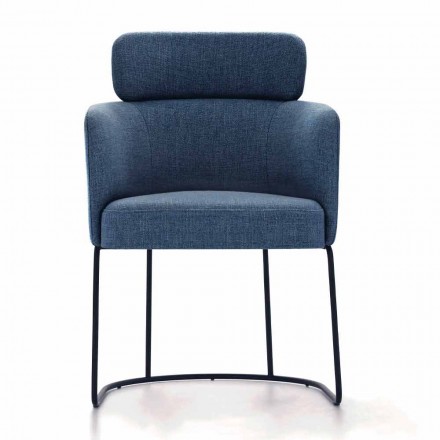 Chaise en tissu avec structure en métal noir de luxe Made in Italy - Cacao Viadurini