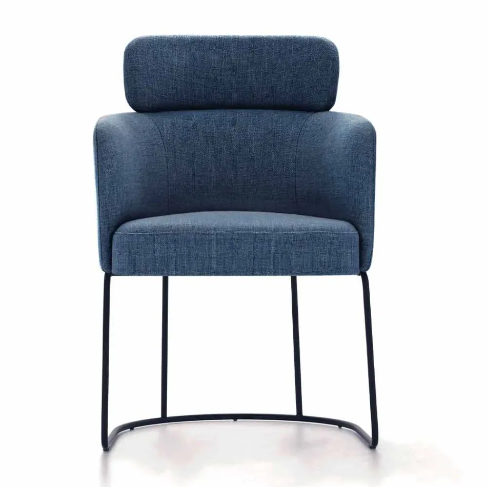 Chaise en tissu avec structure en métal noir de luxe Made in Italy - Cacao Viadurini