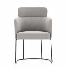 Chaise en tissu avec structure en métal noir de luxe Made in Italy - Cacao Viadurini