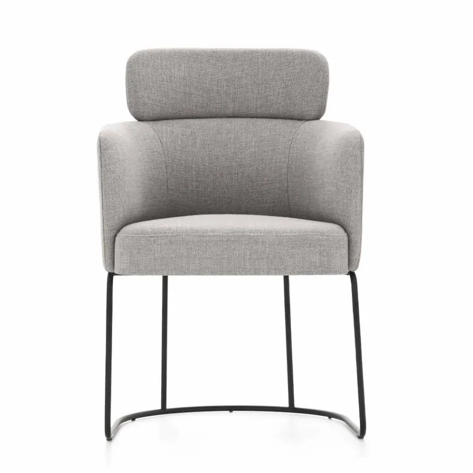 Chaise en tissu avec structure en métal noir de luxe Made in Italy - Cacao Viadurini