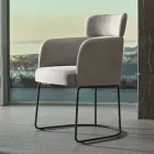 Chaise en tissu avec structure en métal noir de luxe Made in Italy - Cacao Viadurini
