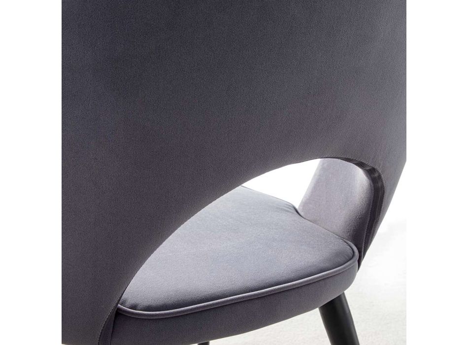 Chaise en velours avec pieds en métal noir et laiton satiné, 4 pièces - Sibea Viadurini