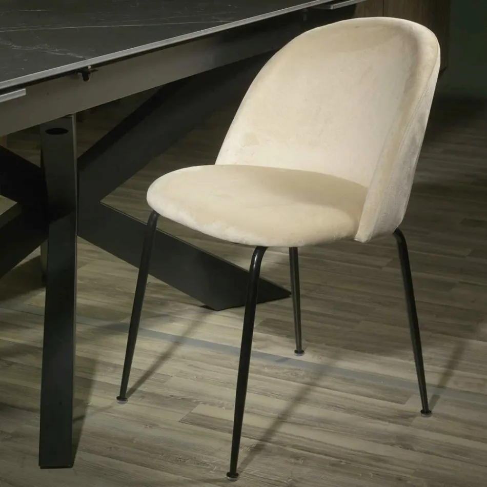 Chaise en velours et cadre en métal dans différentes finitions - Penna Viadurini