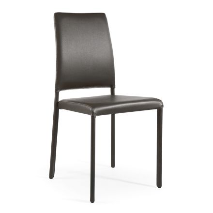 Chaise entièrement rembourrée en éco-cuir anthracite fabriquée en Italie - Ruscello Viadurini