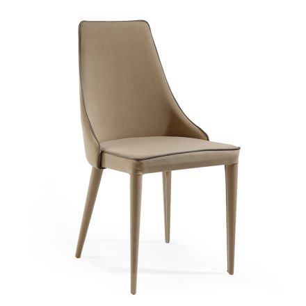 Chaise entièrement rembourrée en tissu couleur terre fabriquée en Italie - Petit Ours Viadurini