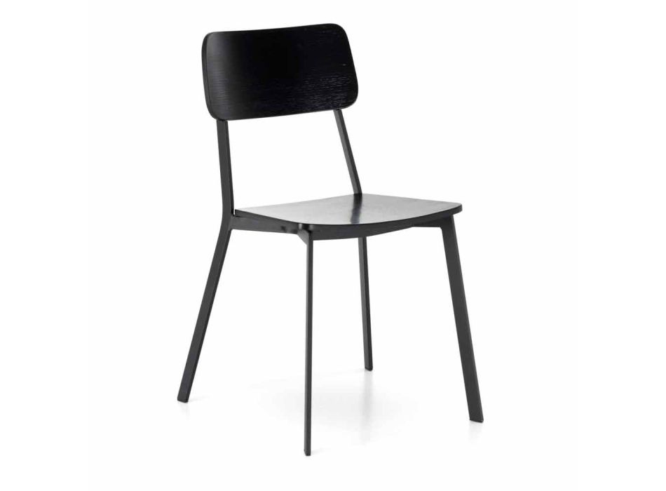 Chaise design moderne en bois et métal, Elmas, 4 pièces Viadurini