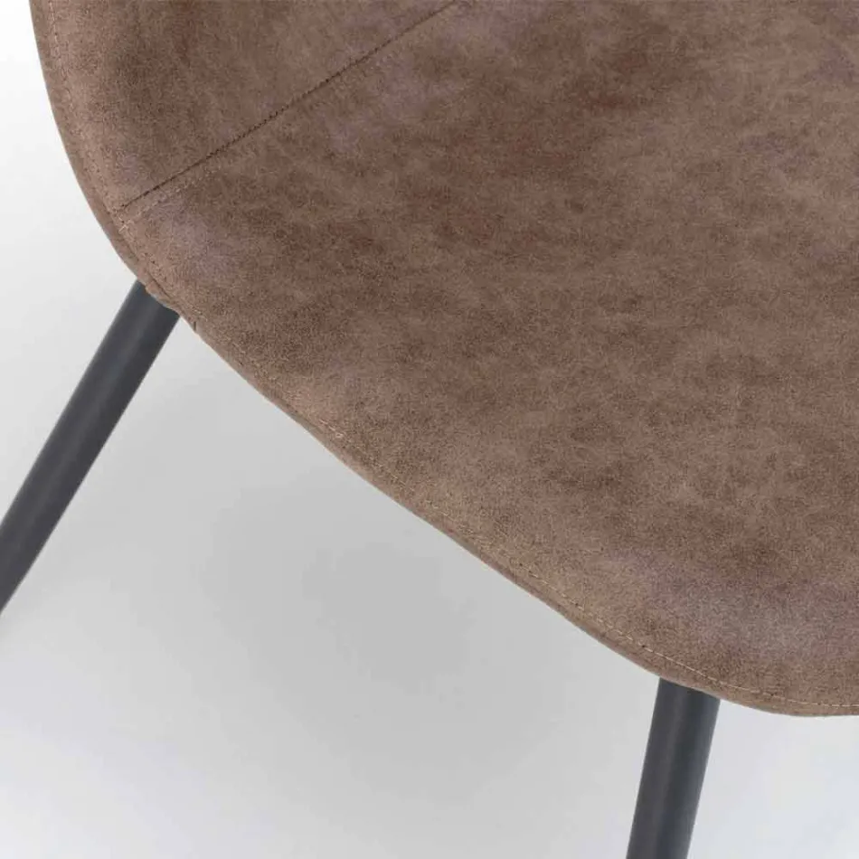 Chaise Living au design moderne en similicuir, Elice, 4 pièces Viadurini