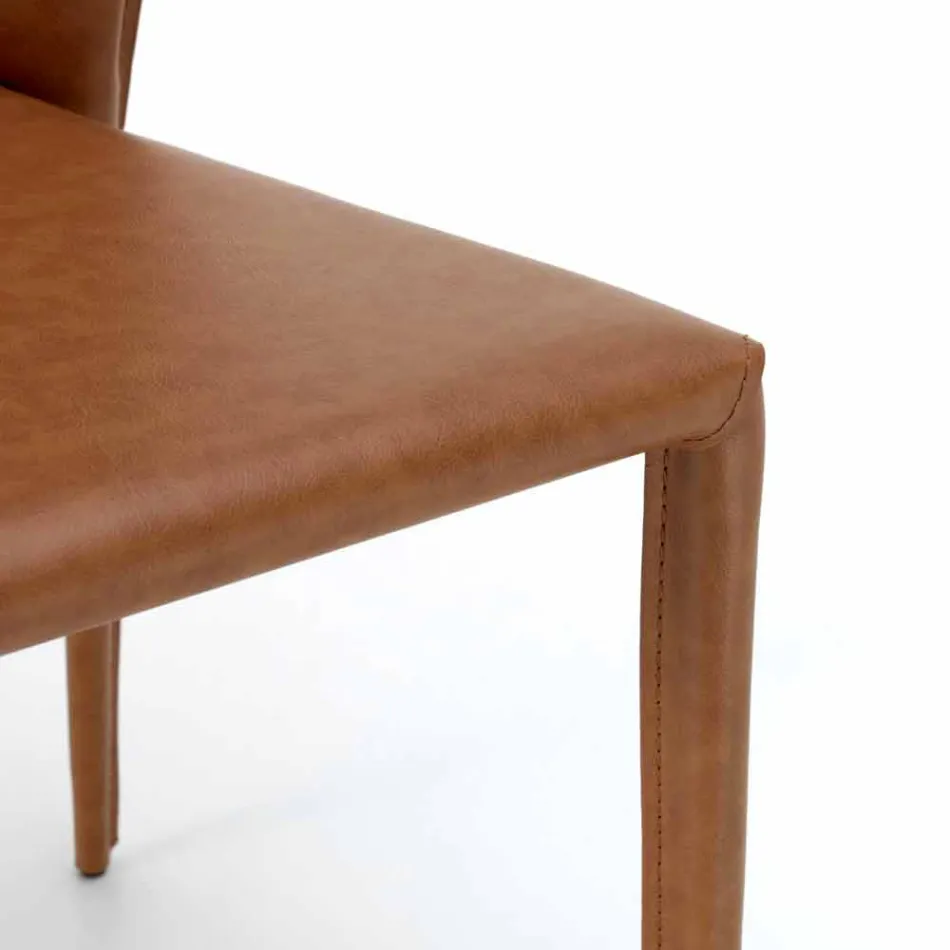 Chaise de salon moderne entièrement recouverte de simili cuir, Accadia, 4 pièces Viadurini