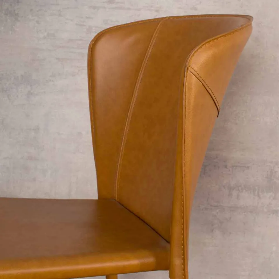 Chaise de salon moderne entièrement recouverte de simili cuir, Accadia, 4 pièces Viadurini