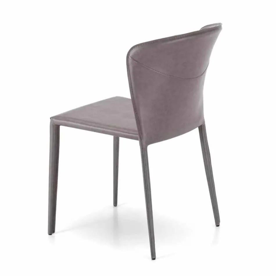 Chaise de salon moderne entièrement recouverte de simili cuir, Accadia, 4 pièces Viadurini