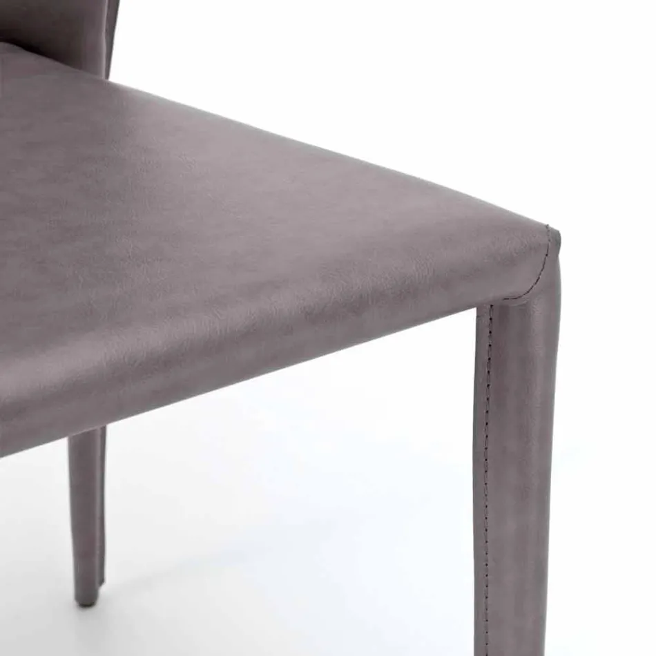 Chaise de salon moderne entièrement recouverte de simili cuir, Accadia, 4 pièces Viadurini