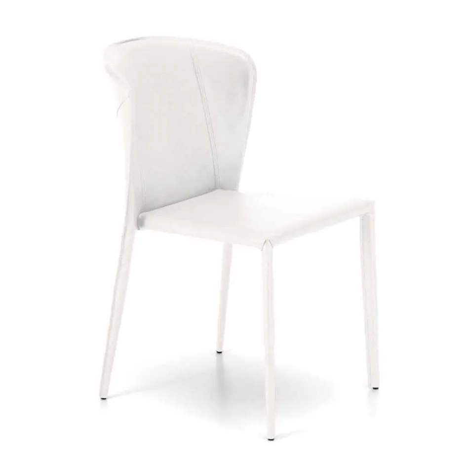 Chaise de salon moderne entièrement recouverte de simili cuir, Accadia, 4 pièces Viadurini