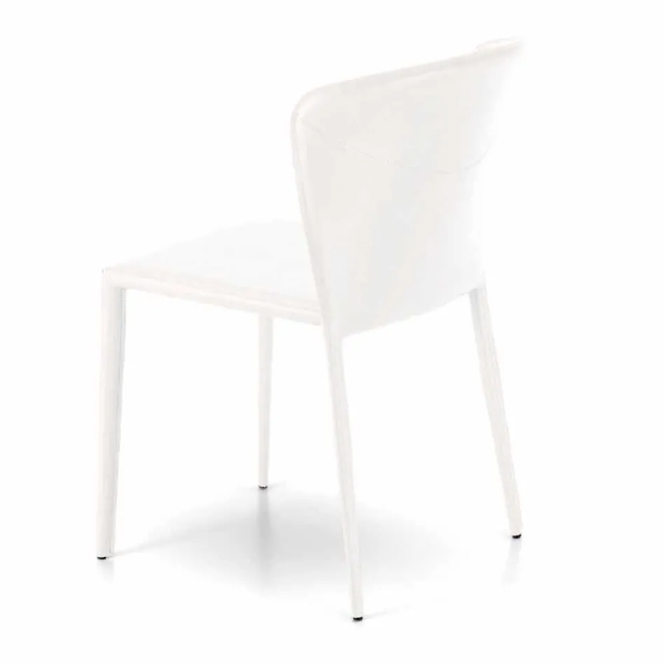 Chaise de salon moderne entièrement recouverte de simili cuir, Accadia, 4 pièces Viadurini