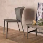 Chaise de salon moderne entièrement recouverte de simili cuir, Accadia, 4 pièces Viadurini