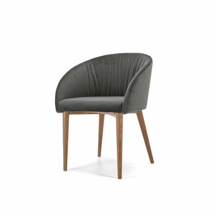 Chaise moderne avec base en frêne et assise en tissu ou cuir – Tagata Viadurini