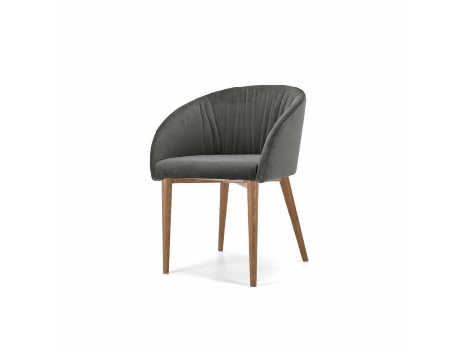 Chaise Moderne avec Base en Frêne et Assise en Tissu ou Cuir - Tagata Viadurini