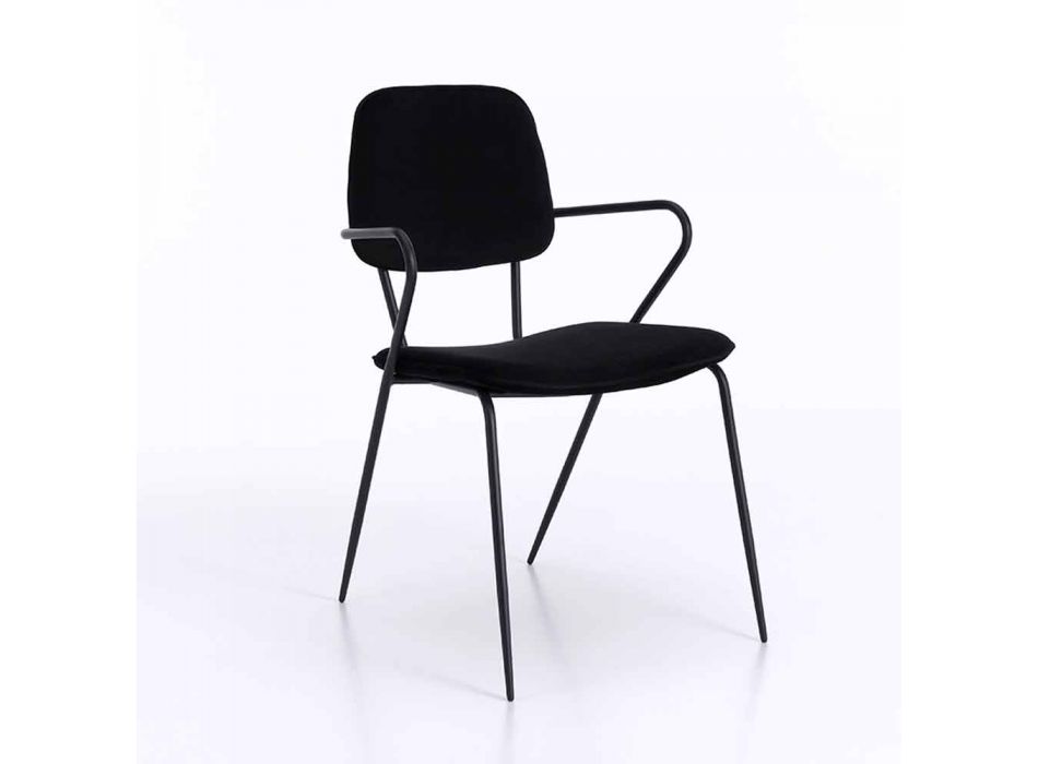 Chaise moderne avec accoudoirs et assise recouverte de velours, 4 pièces - Cioli Viadurini