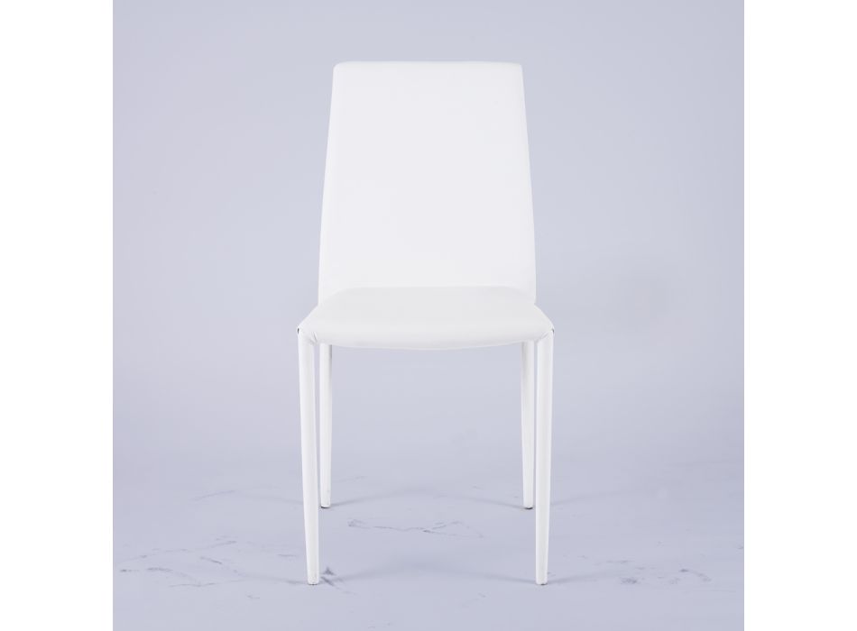 Chaise de salon moderne en éco-cuir et métal fabriquée en Italie - Reka Viadurini