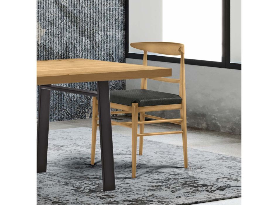 Chaise de salon moderne en tissu et bois massif fabriquée en Italie - Wilma Viadurini