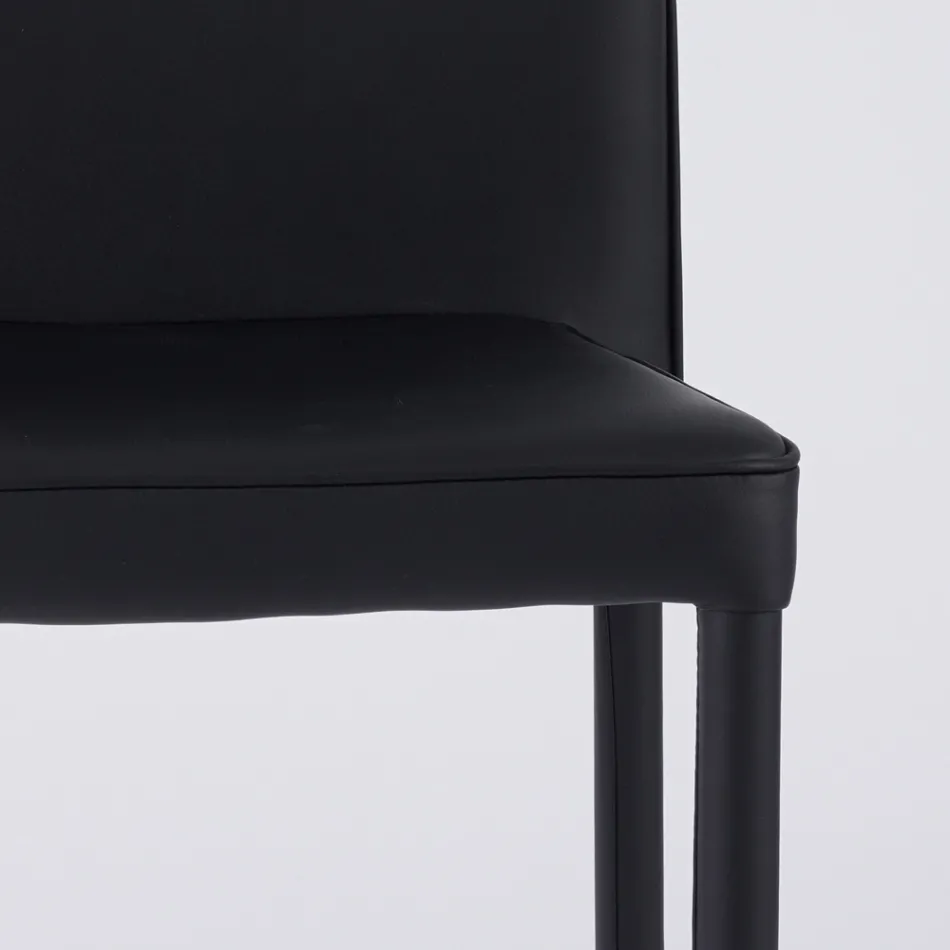 Chaise de salon moderne en éco-cuir et métal fabriquée en Italie - Michaela Viadurini