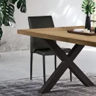 Chaise de salon moderne en éco-cuir et métal fabriquée en Italie - Michaela Viadurini