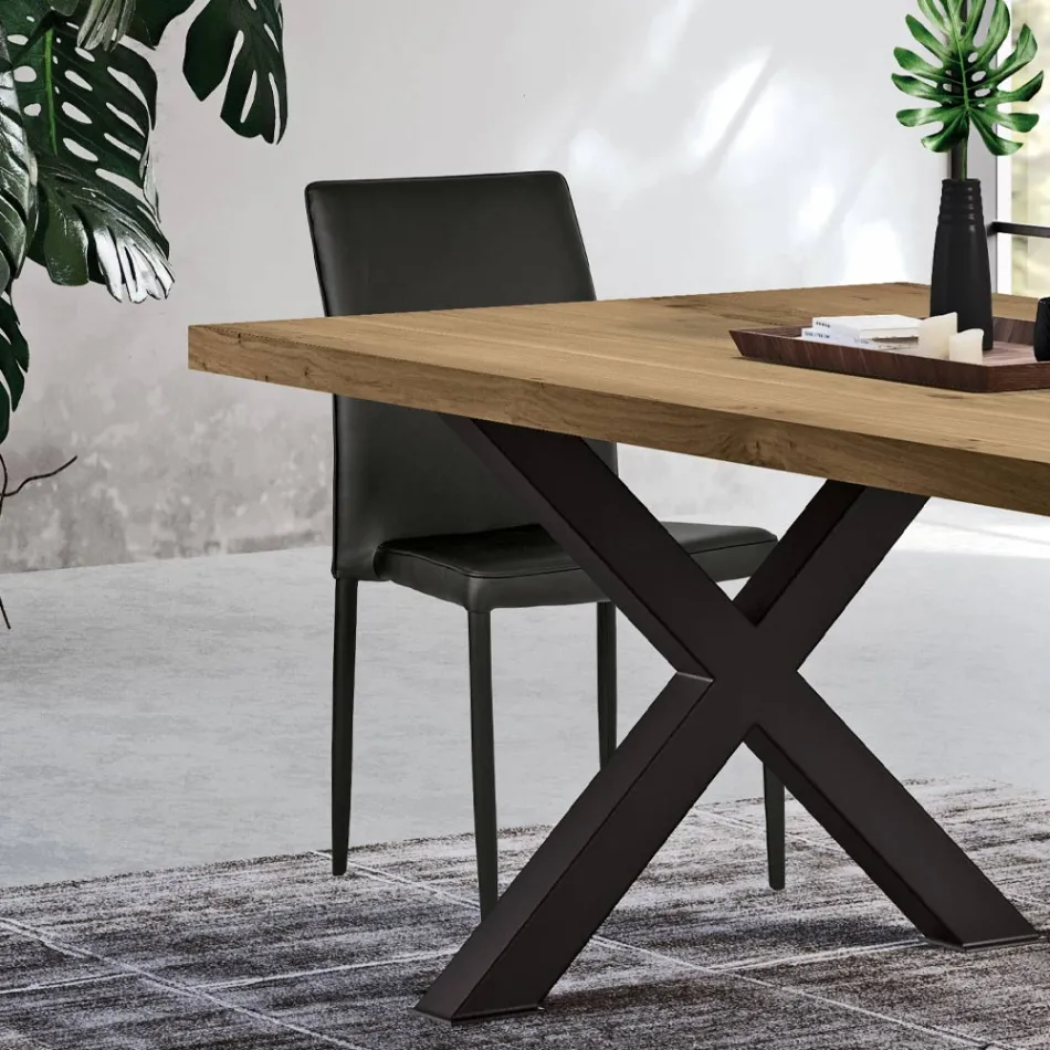 Chaise de salon moderne en éco-cuir et métal fabriquée en Italie - Michaela Viadurini