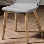 Chaise moderne de design élégant en tissu avec bordure et bois - Scarat Viadurini