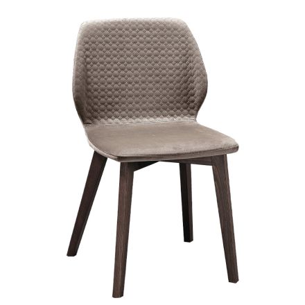 Chaise moderne au design élégant en velours matelassé et bois - Scarat Viadurini