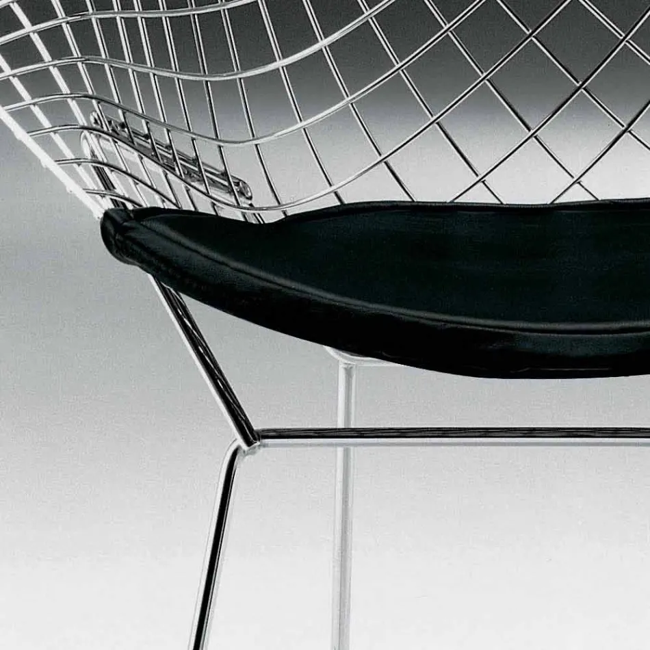 Chaise moderne en acier avec assise en cuir de luxe Made in Italy - Beniamino Viadurini