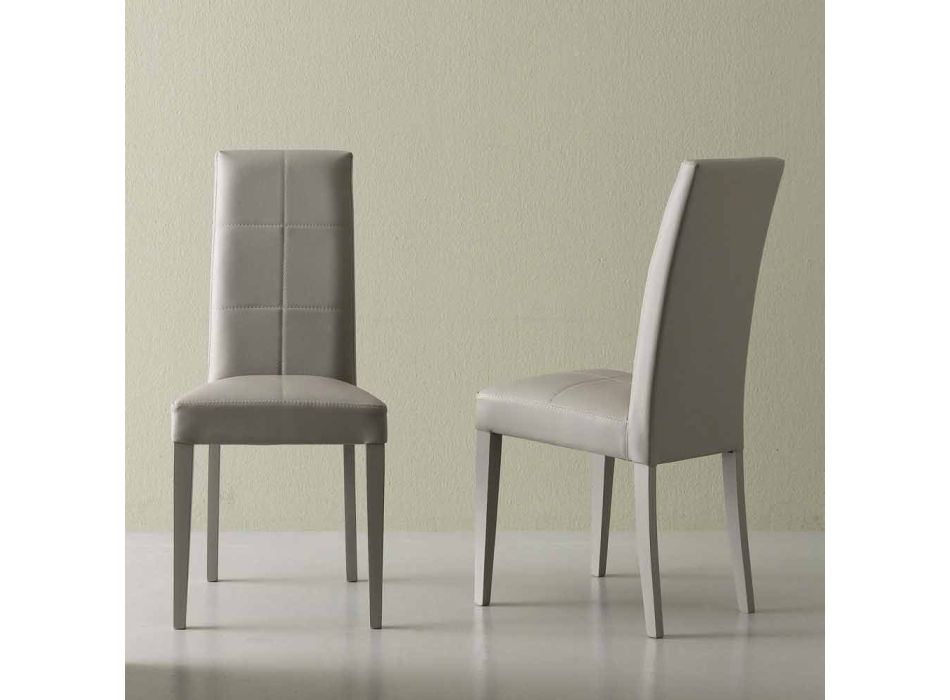 Chaise moderne en éco-cuir Linear gris glace Viadurini
