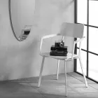 Chaise moderne en bois avec structure en métal peint, 4 pièces - Habibi Viadurini