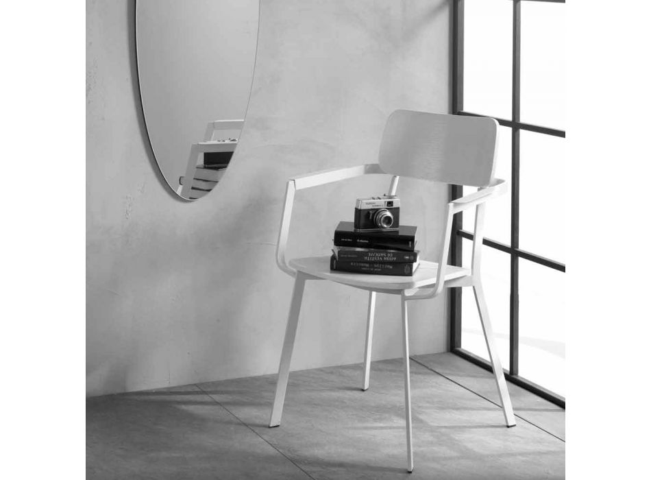 Chaise moderne en bois avec structure en métal peint, 4 pièces - Habibi Viadurini