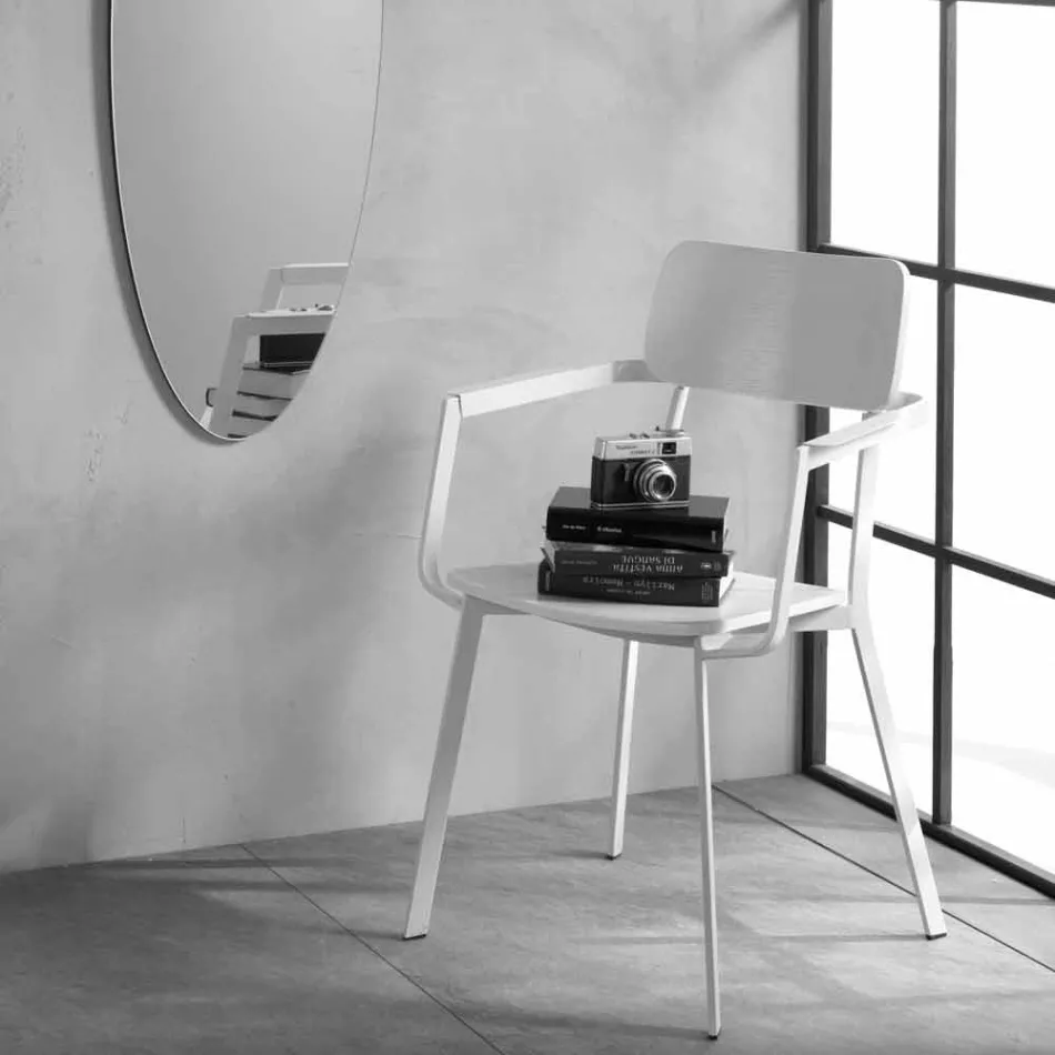 Chaise moderne en bois avec structure en métal peint, 4 pièces - Habibi Viadurini