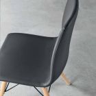 Chaise moderne en bois et éco-cuir noir fabriqué en Italie Ranica Viadurini