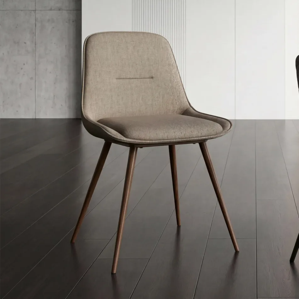 Chaise moderne en métal et tissu antitache gris tourterelle ou anthracite - Canova Viadurini
