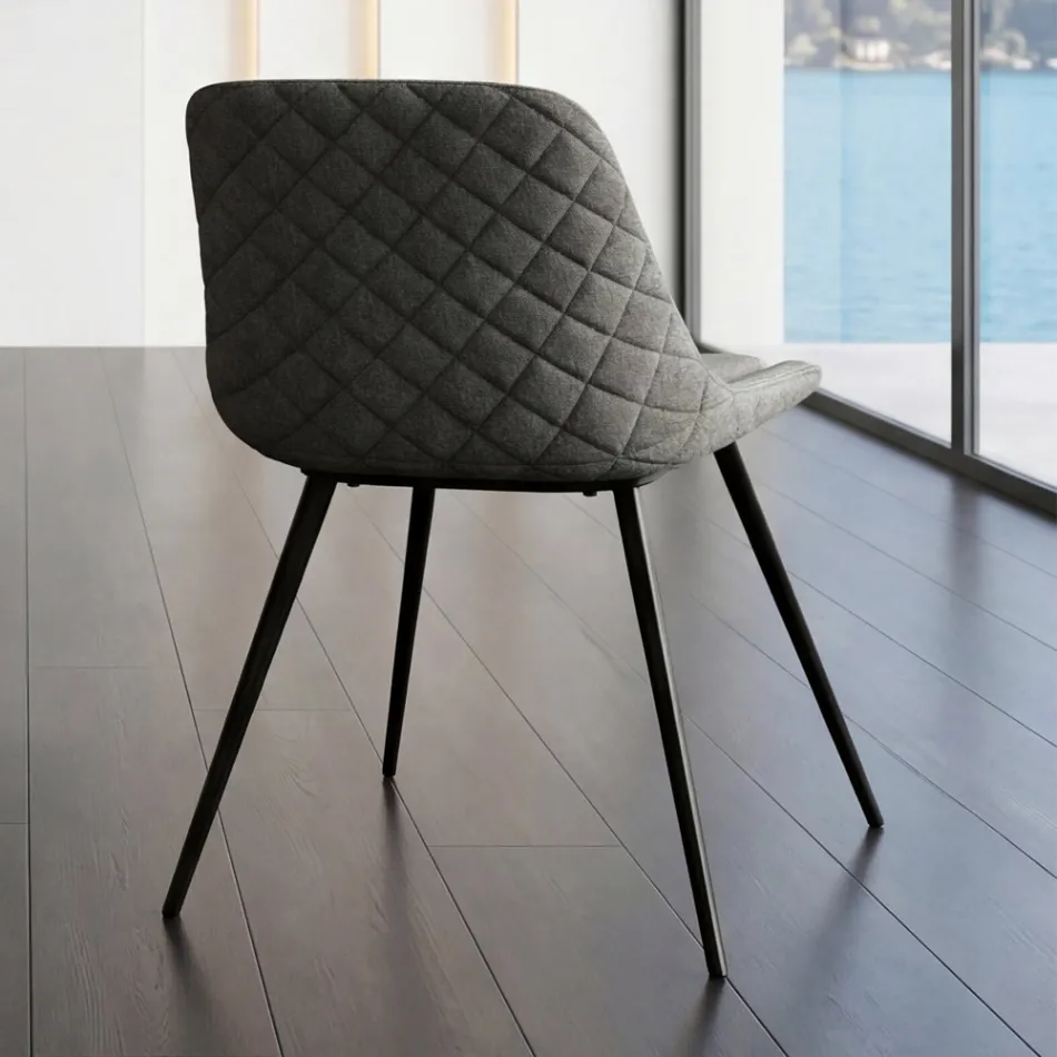 Chaise moderne en métal et tissu antitache gris tourterelle ou anthracite - Canova Viadurini