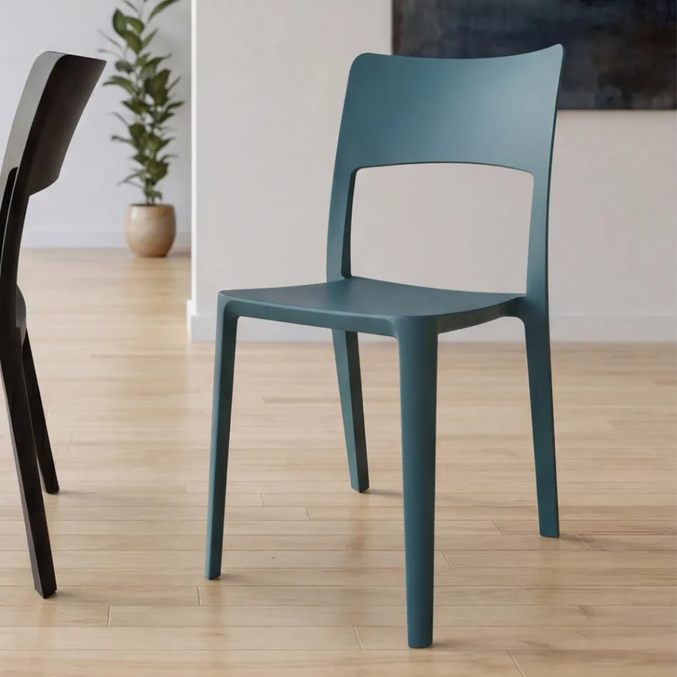 Chaise empilable moderne en polypropylène pour une utilisation intérieure et extérieure - Vermeer Viadurini