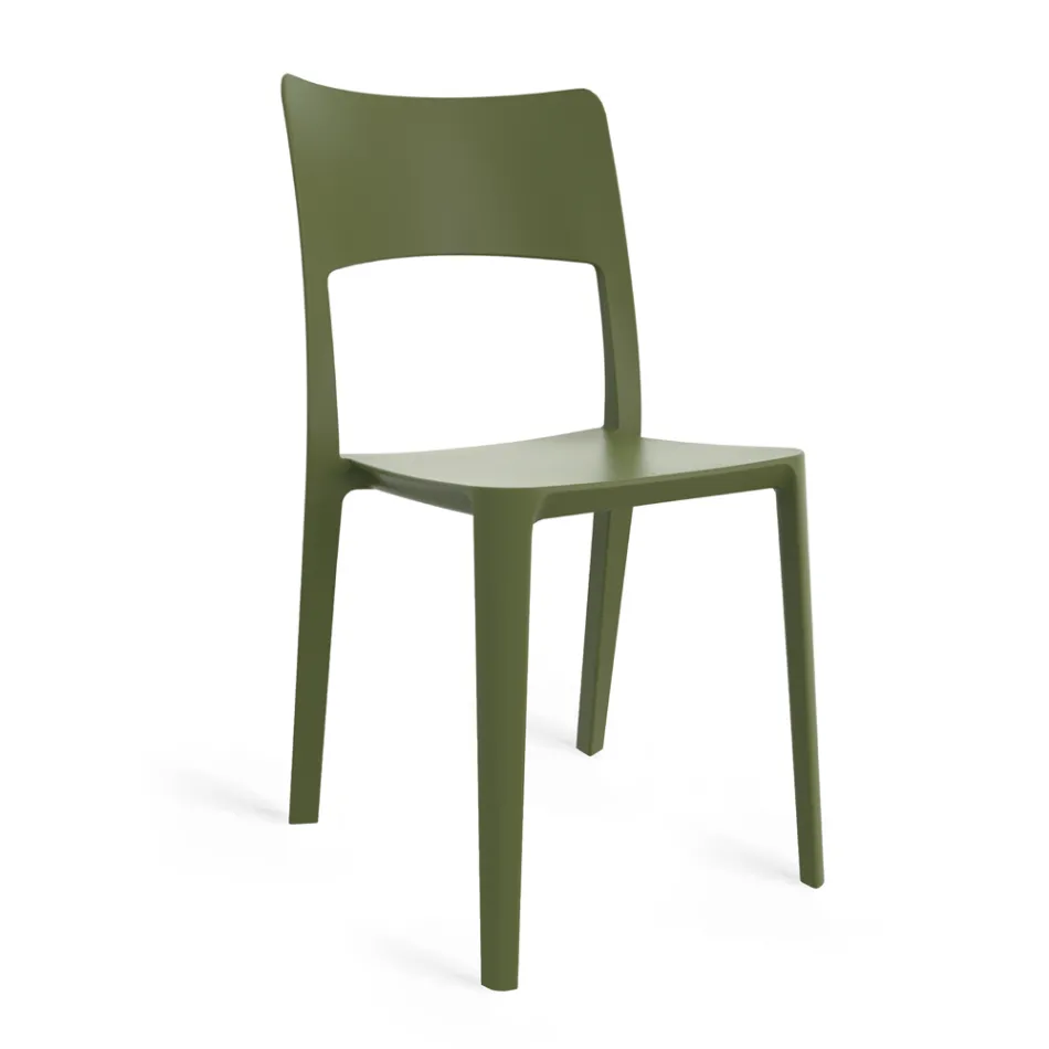 Chaise empilable moderne en polypropylène pour une utilisation intérieure et extérieure - Vermeer Viadurini