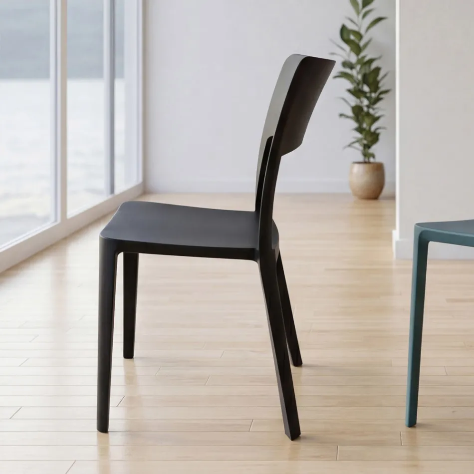 Chaise empilable moderne en polypropylène pour une utilisation intérieure et extérieure - Vermeer Viadurini