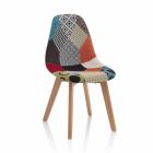 Chaise moderne en tissu patchwork avec pieds en bois, 4 pièces - Selena Viadurini