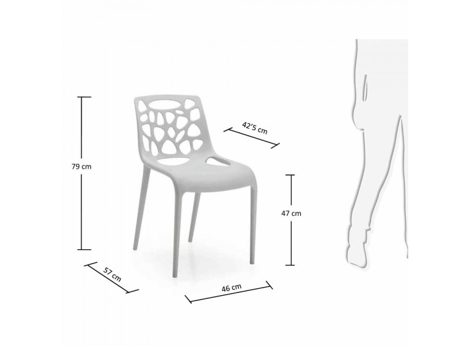 Chaise monobloc en polypropylène au design moderne Blandine, 4 pièces Viadurini