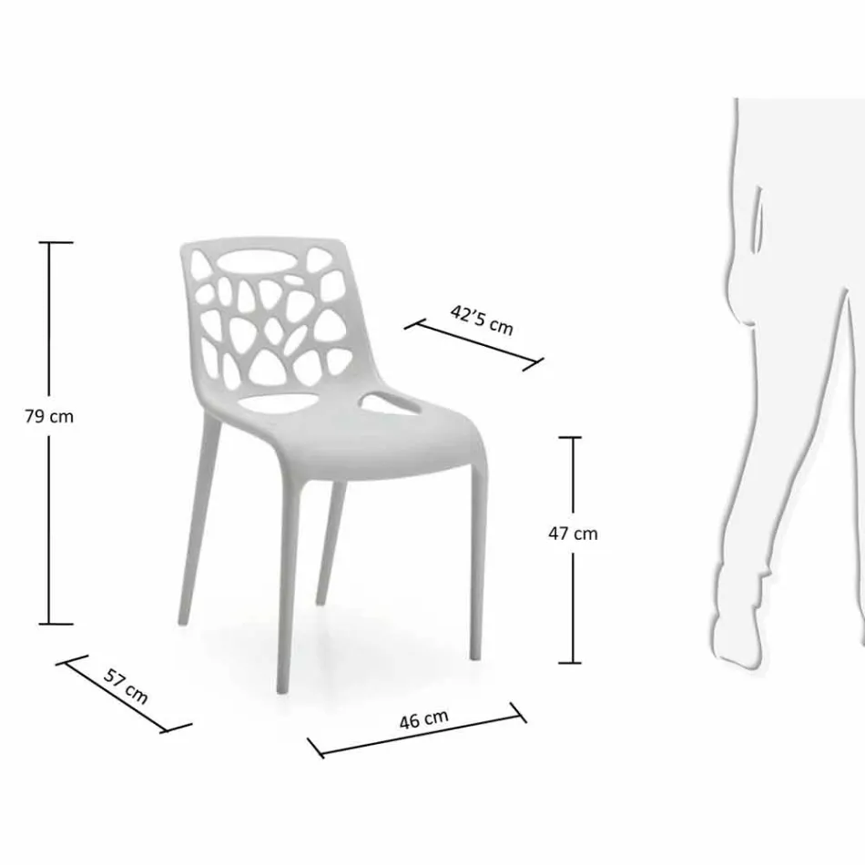 Chaise monobloc en polypropylène au design moderne Blandine, 4 pièces Viadurini