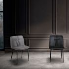 Chaise Monocoque en Tissu Coloré et Design Métal Noir - Florinda Viadurini