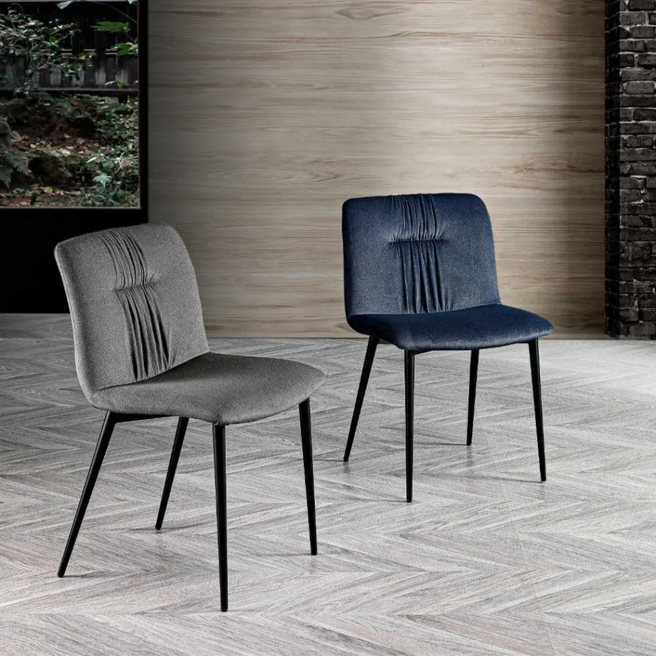 Chaise Monocoque en Tissu Coloré et Design Métal Noir - Florinda Viadurini